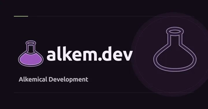 Alkemical Development’s flask and alkem.dev wordmark.